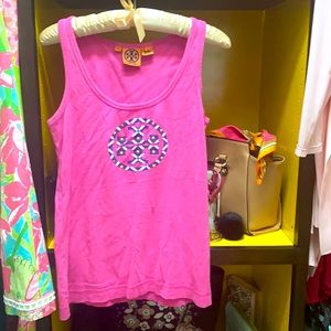 Tory Burch M Pink Logo Tank Top